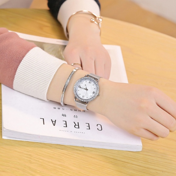 ⌚️NEW⌚️Luxury Bling Stainless Steel Quartz Watch - Picture 2 of 4